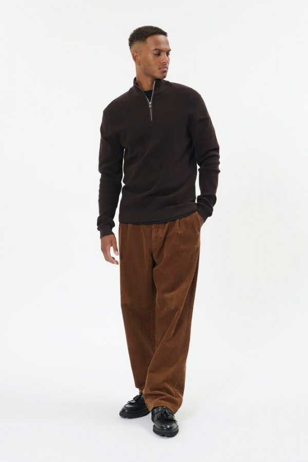 Afbeelding van 30207192 LAGOON 190912 Chocolate Brown - Heren Half Zip Trui - Matinique